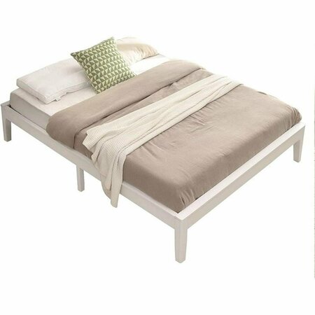 KD MUEBLES DE DORMITORIO Stella Solid Pine Wood Full Size Platform Bed Frame White KD2821386